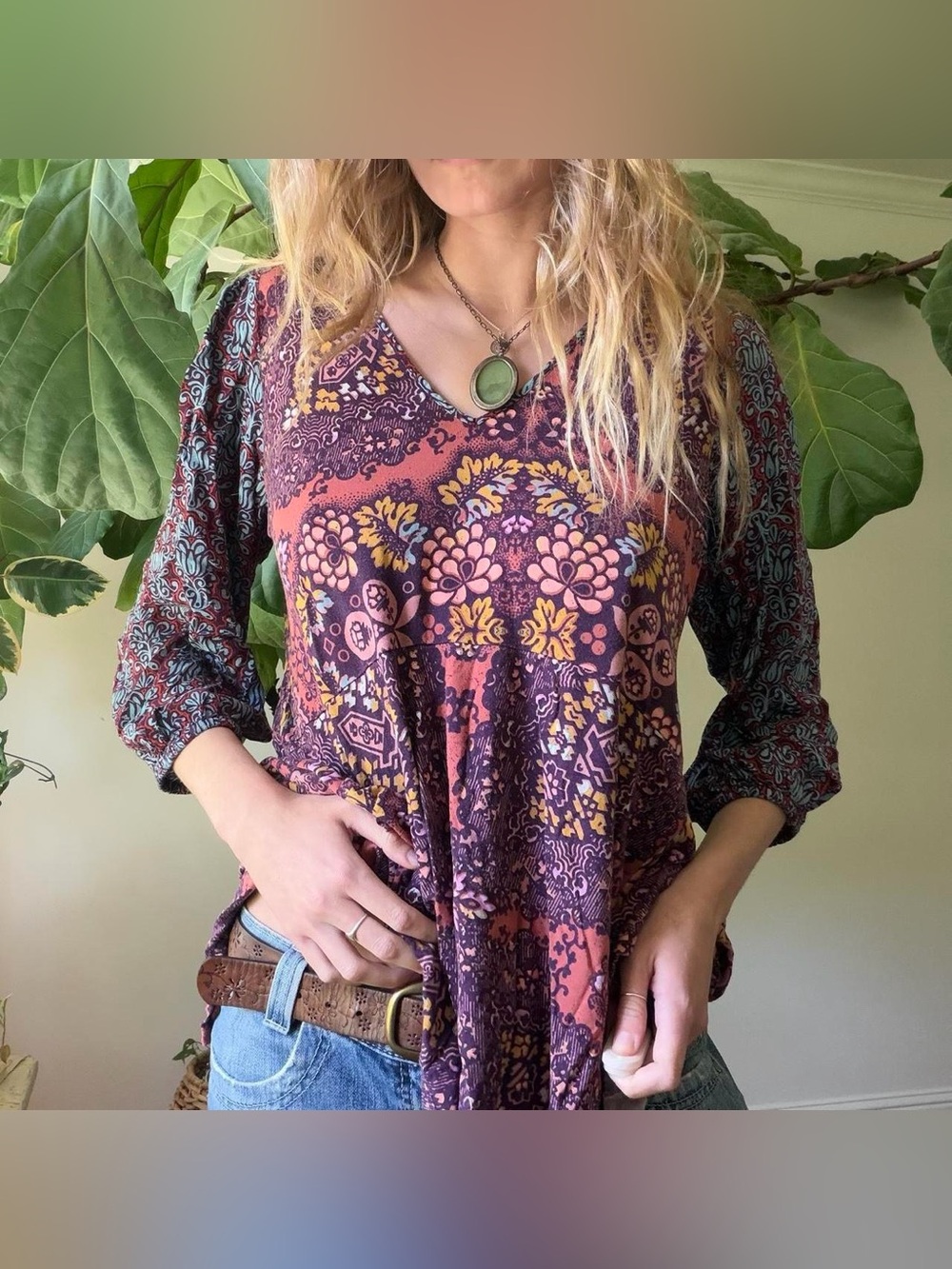 Maeve Anthropologie Mariella Tunic Floral print boho top